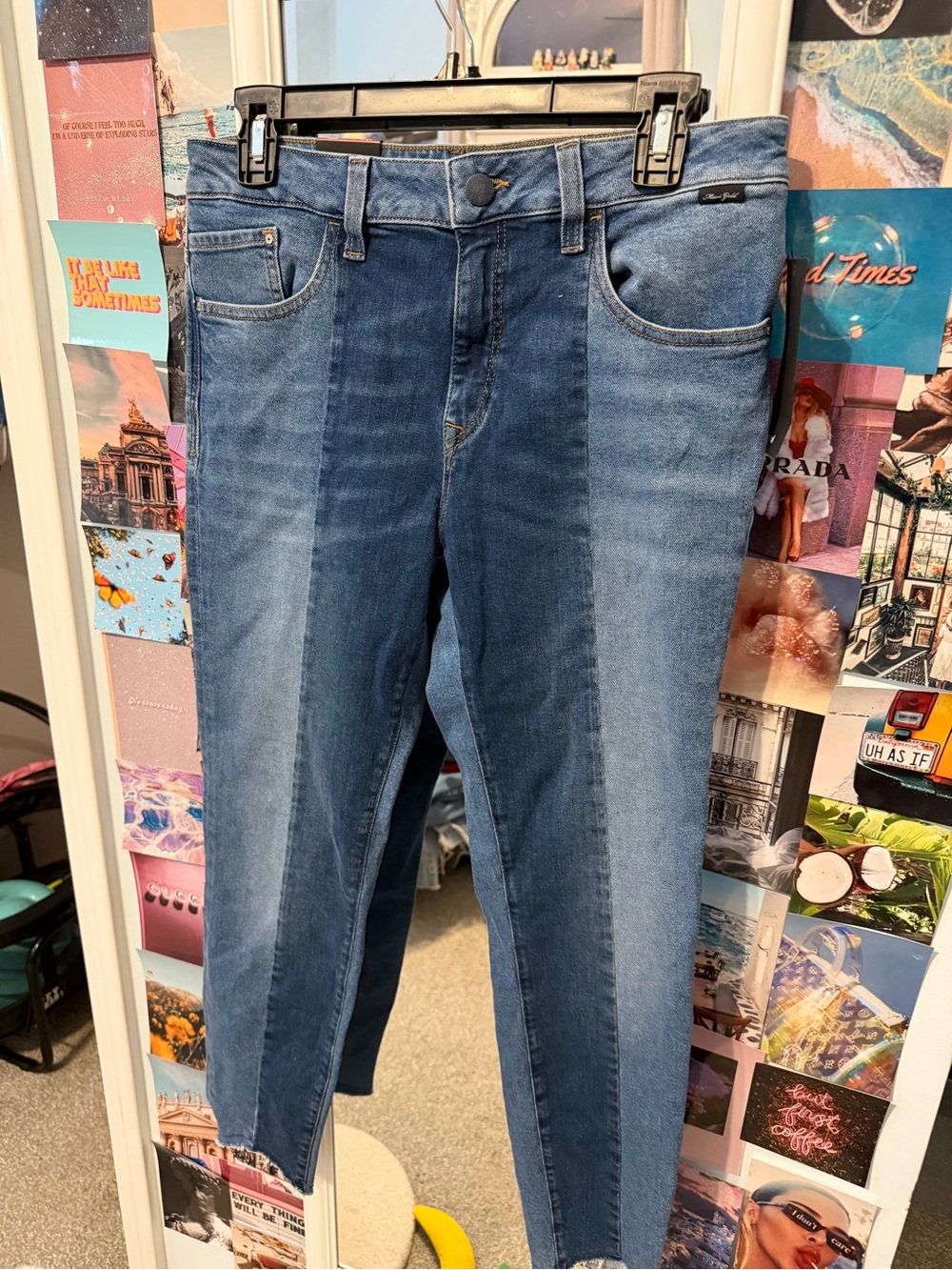 Mavi Two-Tone Tess High Rise Blue Skinny Jeans